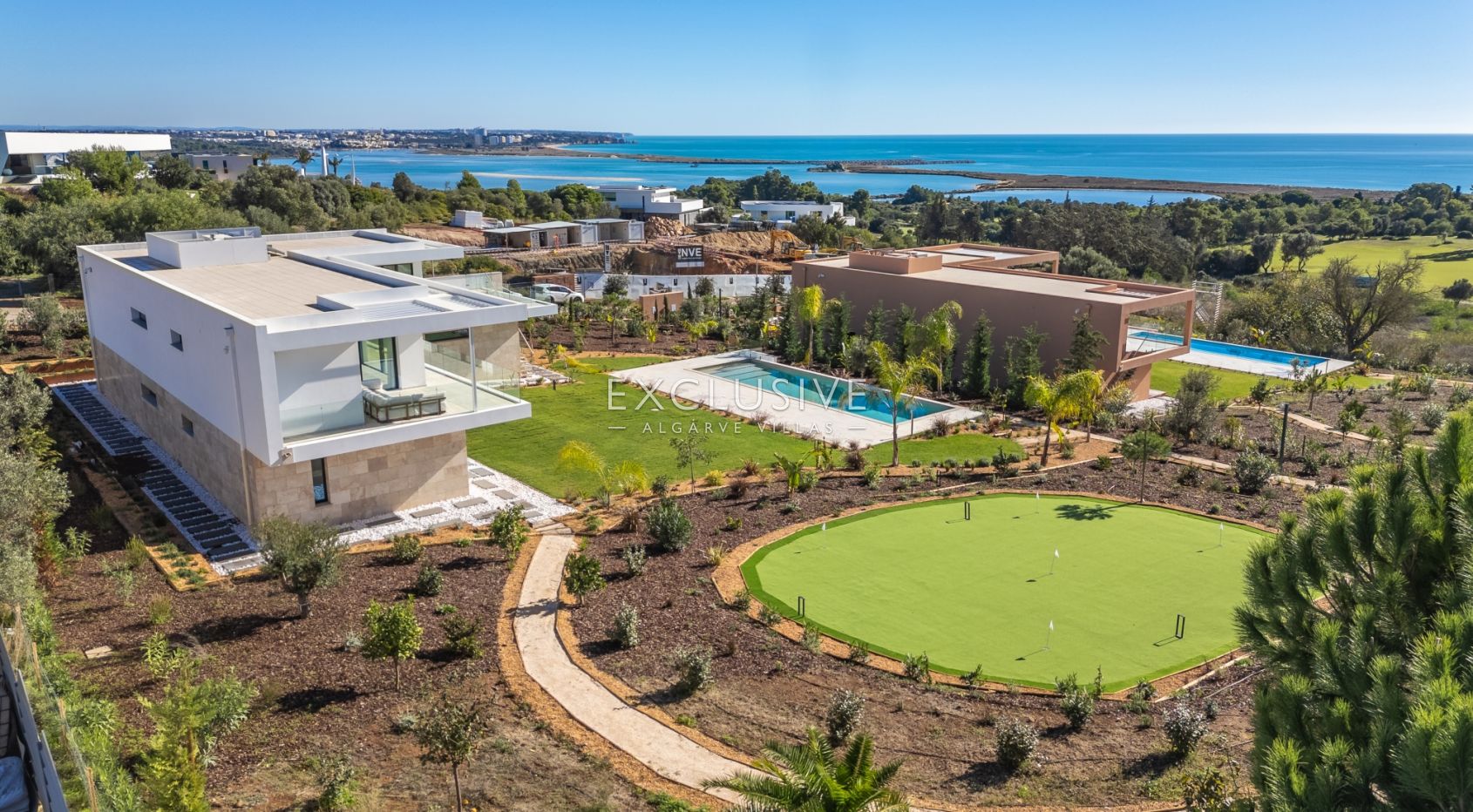 Buy 4 bedroom contemporary villa with golf and ocean views on Palmares golf course Lagos Algarve